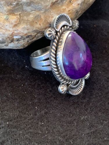 Navajo Purple Sugilite Ring | Sterling Silver | Sz 7.5 | Authentic Native American Handmade | 4133