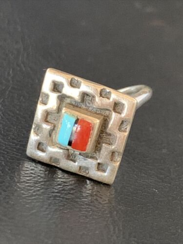 Native American Women's Navajo Blue Turquoise Coral Inlay Ring | Sz 5 | 13131