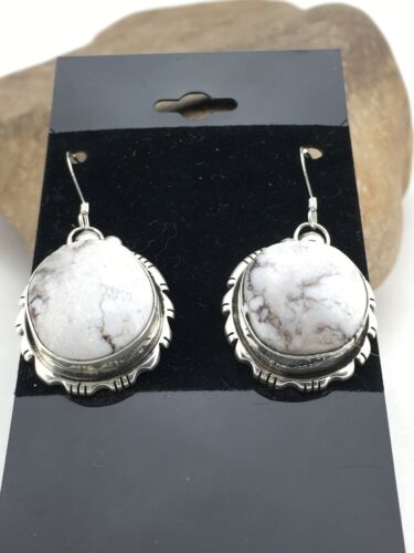 Navajo Wild Horse Turquoise Earrings | Sterling Silver | 1" | Authentic Native American Handmade | 1321
