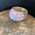 Navajo Pink Opal Inlay Band Ring | Sz 9 | Authentic Native American Handmade | 12406