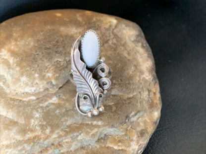 Navajo White Buffalo Turquoise Ring | Sterling Silver | Sz 5.5 | Authentic Native American Handmade | 12183