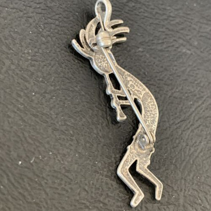 Native American Navajo Kokopelli Pin Pendant | Sterling Silver | Authentic Handmade | 12277