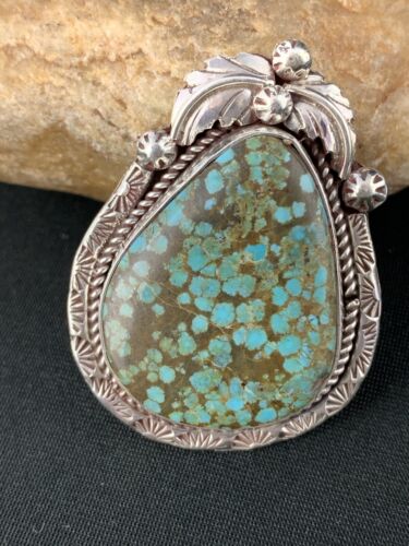 Native American Navajo Spiderweb Turquoise Ring | Sterling Silver | Sz 9.5 | 286 - Masha USA