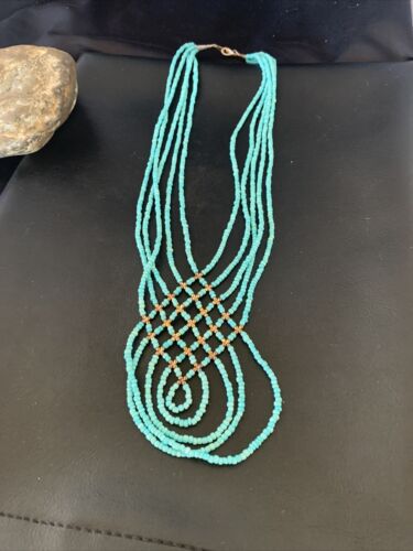 Santo Domingo Turquoise Heishi 5-Strand Necklace | Sterling Silver & Gold-Filled | 12073