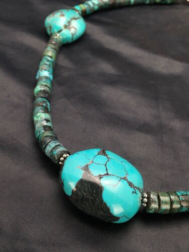 Navajo Turquoise Heishi Chunky Necklace | Sterling Silver | 20" | Authentic Native American Handmade | 2959