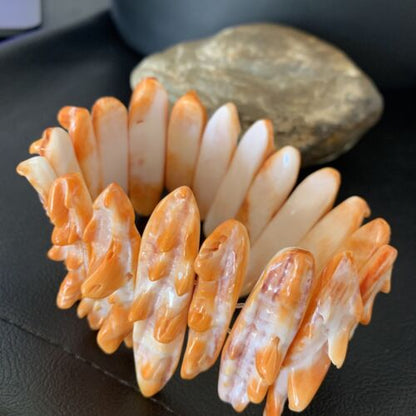 Native American Sterling Silver Spiny Oyster Turquoise Bracelet | Stretch | 11830