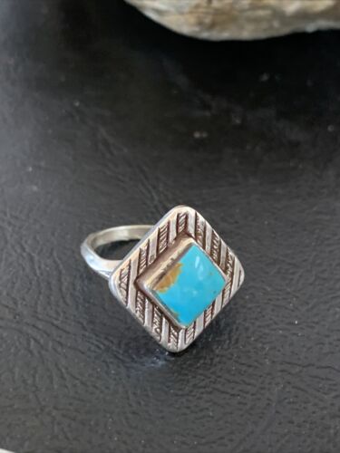 Navajo Blue Turquoise Ring | Sterling Silver | Sz 6.5 | Authentic Native American Handmade | 10776