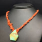 Native American Turquoise Coral Pendant Necklace | Brass Old Pawn | 19" | 4002