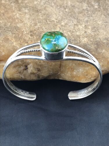 Native American Navajo Turquoise Bracelet | Sterling Silver | Authentic Handmade | 4549 - Masha USA