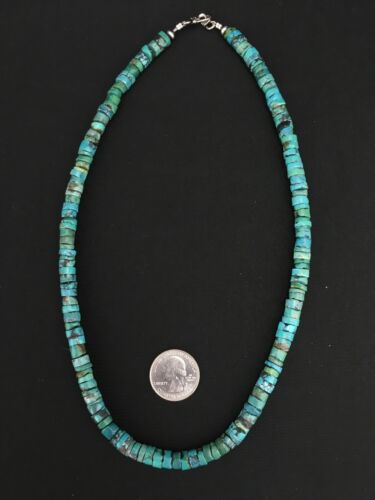 Navajo Turquoise Heishi Bead Necklace | Sterling Silver | 20" | Authentic Native American Handmade | 3286