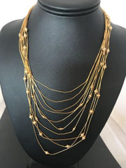 Gold Filled Beads Liquid Heishi 10 Strand Tube Necklace | Graduated | 3694