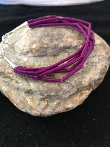 Stabilized Purple Sugilite Liquid Heishi Bracelet | Sterling Silver | 5-Strand | 7" | 13605