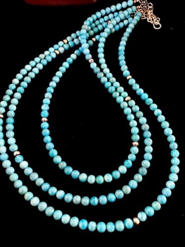 Navajo Sterling Silver Necklace | Native American Blue Turquoise Bead | Stabilized | 3390 - Masha USA