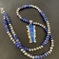 Navajo Pearls Necklace with Blue Lapis Opal Inlay Pendant | Sterling Silver | Authentic Native American Handmade | 11632