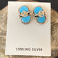 Zuni Blue Kingman Turquoise Snake Earrings | Sterling Silver | Authentic Native American Handmade | 12040