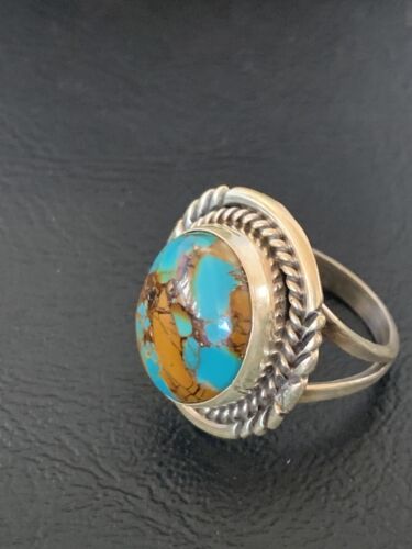 Southwestern Navajo Blue Kingman Turquoise Ring | Sterling Silver | Sz 7 | 11923