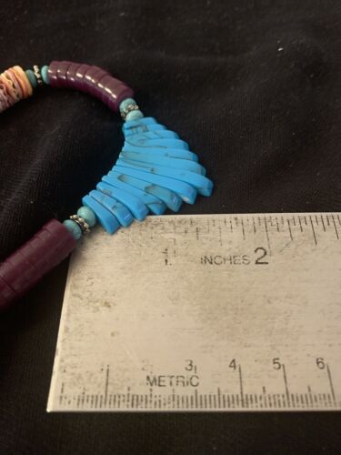 Santo Domingo Sugilite Turquoise Pendant Necklace | Sterling Silver | Authentic Native American Handmade | 22" | 612