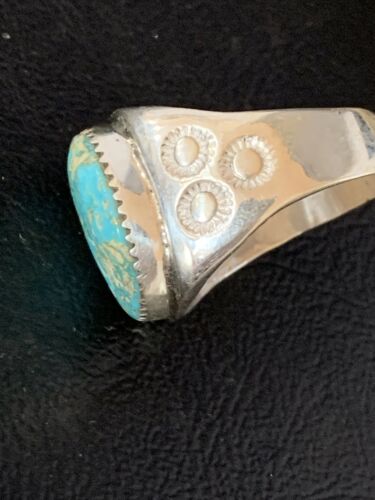 Southwestern Navajo Blue Kingman Turquoise Ring | Sterling Silver | Sz 12 | 14157