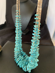 Native American Santo Domingo Shell Chip Turquoise Necklace | 32" | Authentic Handmade | 11995