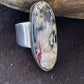 Southwestern Navajo White Black Cinnabrite Ring | Sterling Silver | Sz 7 | 1566