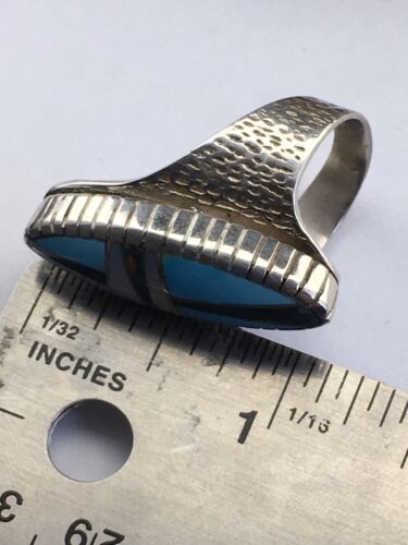 Native American Women's Navajo Opal Turquoise Inlay Ring | Sterling Silver | Sz 6 | 01603
