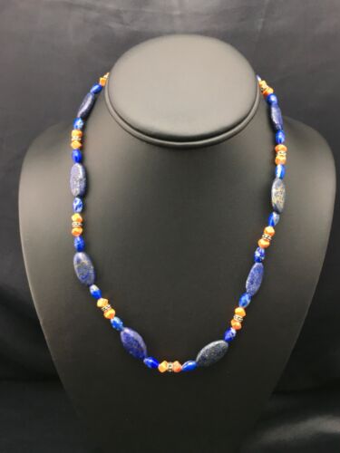 Navajo Lapis Lazuli & Spiny Oyster Necklace | Sterling Silver | Authentic Native American Handmade | 21" | 4507