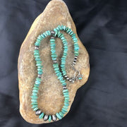 Men's Navajo Blue Green Turquoise Necklace | Sterling Silver | 19" | Authentic Native American Handmade | 10131