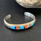 Navajo White Buffalo Turquoise Spiny Opal Inlay Bracelet | Sterling Silver | Authentic Native American Handmade | 12239