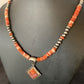 Navajo Pearls Red Spiny Oyster Opal Inlay Pendant Necklace | Sterling Silver | 22" | 12705