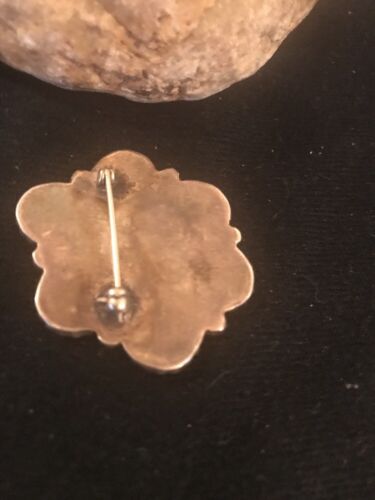 Native American Kingman Turquoise Cluster Pin | Navajo Sterling Silver | 8017