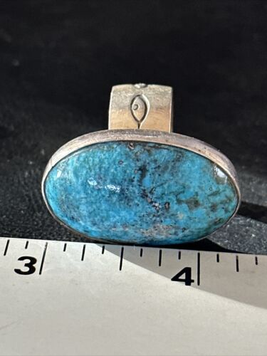 Navajo Sterling Silver Blue Kingman Turquoise Ring | Sz 10.5 | Authentic Native American Handmade | 14699