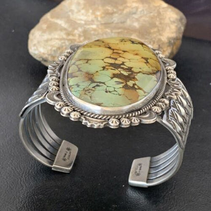 Navajo Green Turquoise Cuff Bracelet | Sterling Silver | 4" | Authentic Native American Handmade | 1630