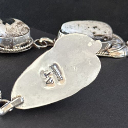 Navajo White Buffalo Turquoise Dangle Earrings | Sterling Silver | 2.5" | Authentic Native American Handmade | 14742