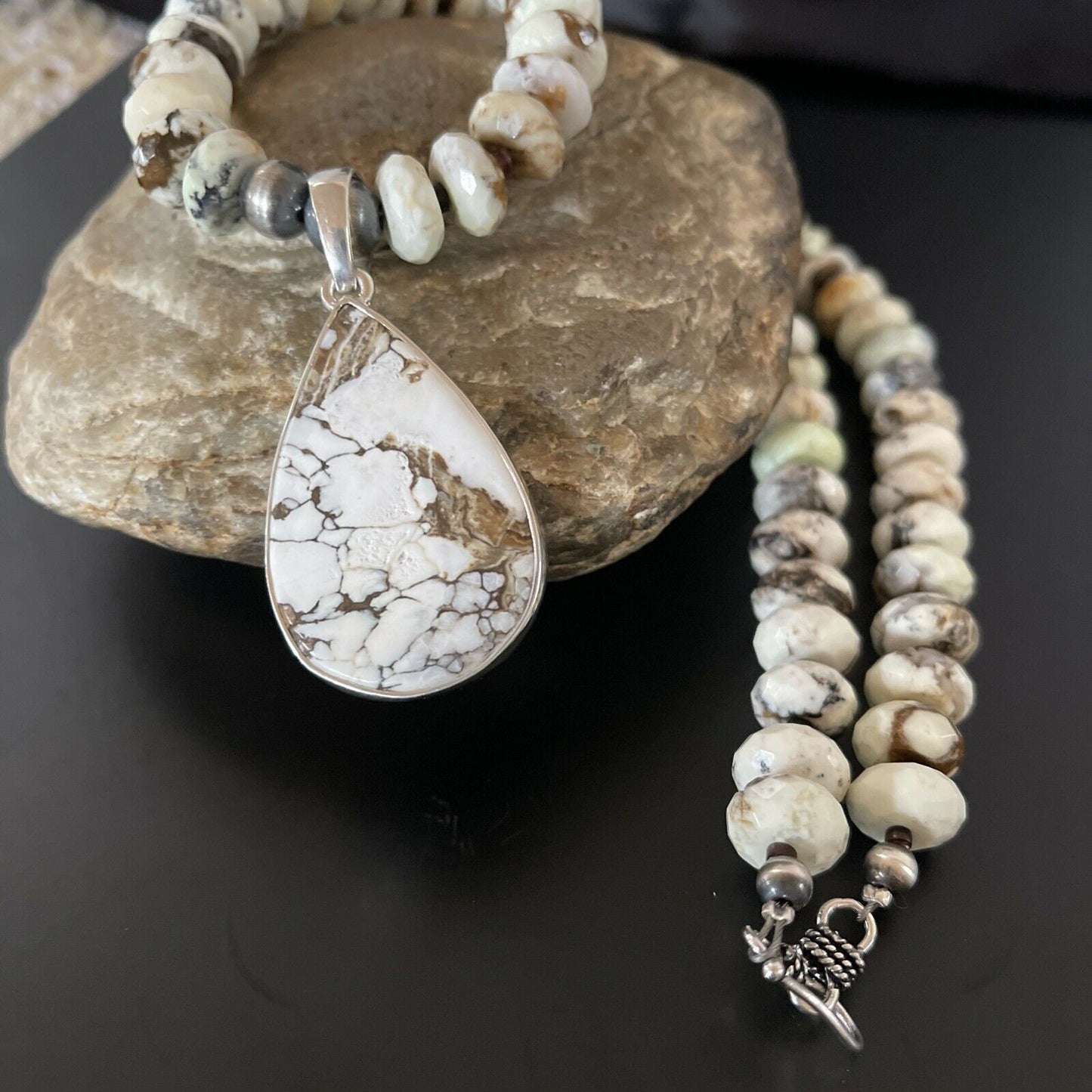 Navajo Wild Horse Turquoise Necklace Pendant | Sterling Silver | Authentic Native American Handmade | 11340