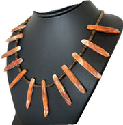 Navajo Orange Spiny Oyster Bone Stick Bead Necklace | Sterling Silver | 22" | Authentic Native American Handmade | 00680