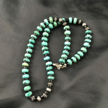 Navajo Blue Turquoise Spiny Oyster Necklace | Sterling Silver | 17" | Authentic Native American Handmade | 10127