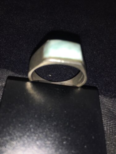 Native American Men's Larimar Inlay Ring | Navajo Sterling Silver | Sz 12 | 1738 - Masha USA
