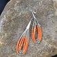 Native American Liquid Silver Heishi Dangle Earrings | Orange Coral | Sterling Silver | 2" | 2033