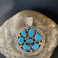 Navajo Blue Turquoise and Multi-Stone Round Cluster Pendant | Authentic Native American Sterling Silver | 2" | 2096