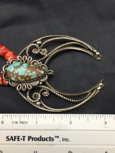 Navajo Turquoise #8 Spiny Oyster Naja Pendant | Sterling Silver Necklace | 24" | Authentic Native American | 4062