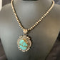 Men's Navajo Pearls Necklace | Sterling Silver | Blue #8 Turquoise Pendant | Authentic Native American Handmade | 10865