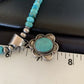 Navajo Blue Turquoise Pendant Necklace | Sterling Silver Pearls | Authentic Native American Handmade | 13220
