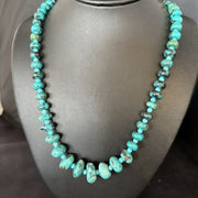 Navajo Pearls Sterling Silver Blue Spiderweb Turquoise Necklace | Authentic Native American | 26" | 14358