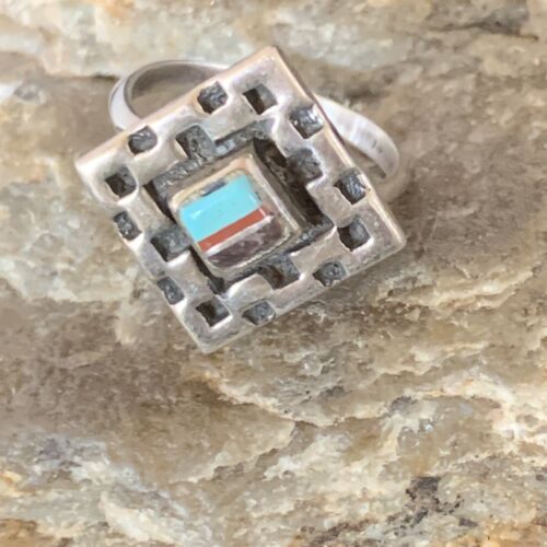 Navajo Blue Turquoise Sugilite Inlay Ring | Sz 5.5 | Sterling Silver | Authentic Native American Handmade | 13145 - Masha USA