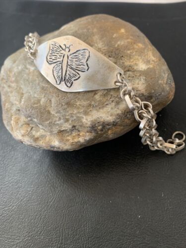 Vintage Navajo Sterling Silver Butterfly Link Bracelet | Authentic Native American Handmade | 1467