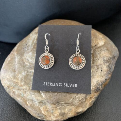 Navajo Spiny Oyster Earrings | Sterling Silver | Minimalist Native American Handmade | 12831
