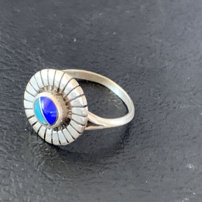 Native American Women's Navajo Blue Turquoise Lapis Inlay Ring | Sz 7 | 11197
