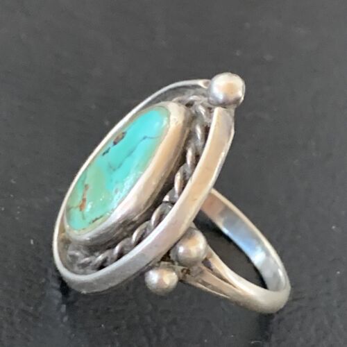 Southwestern Old Pawn Navajo Blue Turquoise Ring | Sterling Silver | Sz 6.5 | 2170