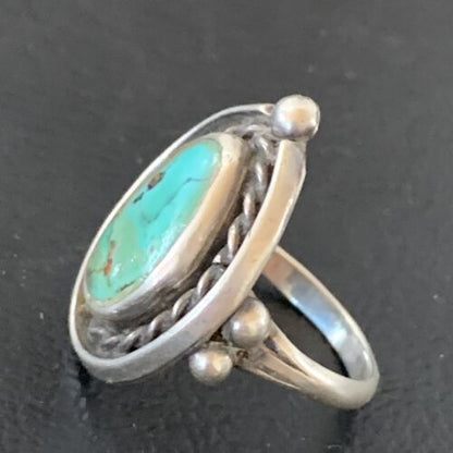 Southwestern Old Pawn Navajo Blue Turquoise Ring | Sterling Silver | Sz 6.5 | 2170