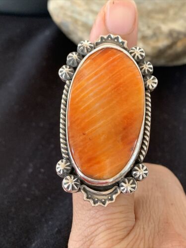 Native American Men's Navajo Spiny Oyster Ring | Sterling Silver | Sz 7 | 00998